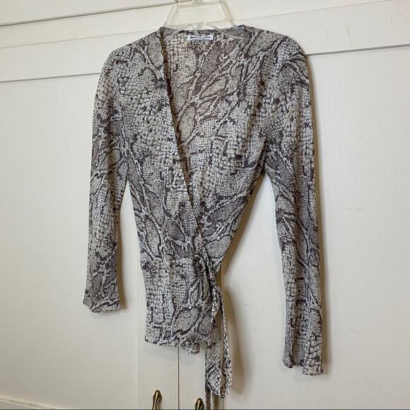 Reformation Langley Snake Print Wrap V Neck Top XS - Picture 2 of 8